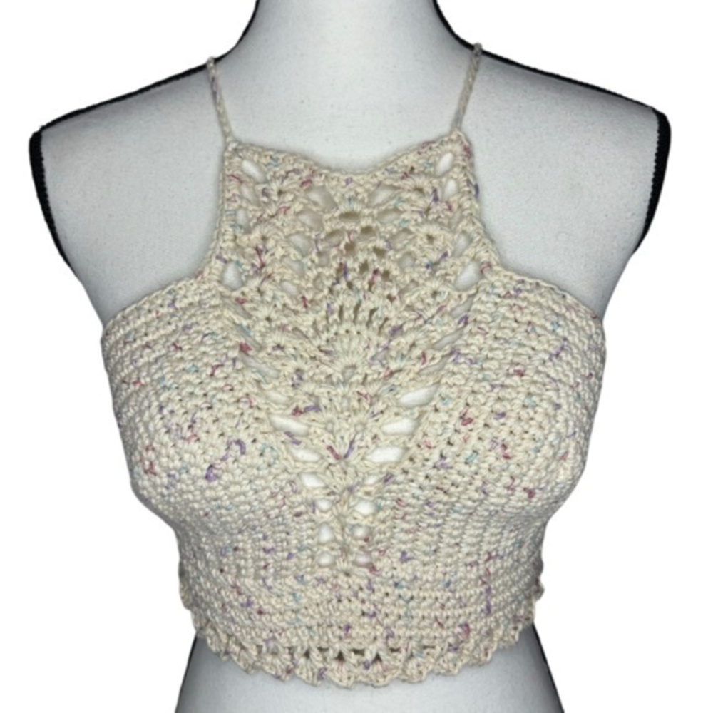 Handcrafted Crochet Pineapple Crop Top Cropped Cotton Yarn Art Handmade Knit